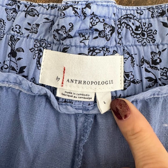 Anthropologie malin utility pants size large blue (missing belt) pull on - Picture 5 of 9